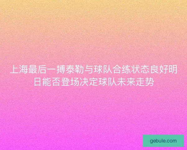 上海最后一搏泰勒与球队合练状态良好明日能否登场决定球队未来走势